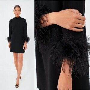 Tuckernuck Black Long Sleeve Dress with Feather Details